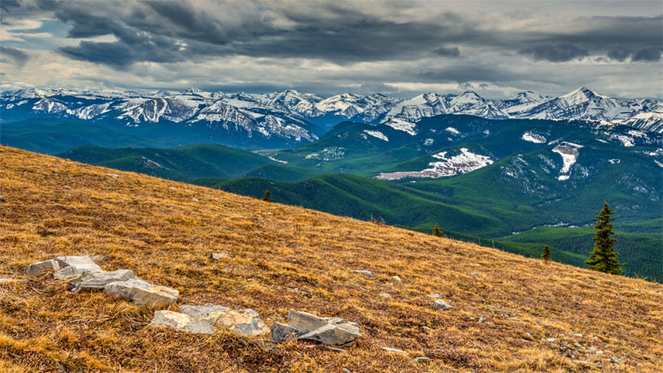 Photo of field and mountains