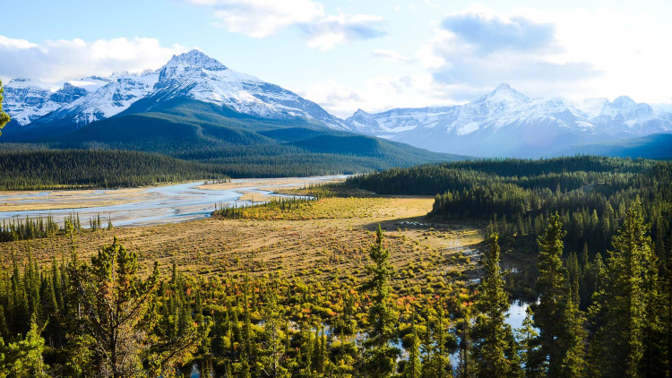 North Saskatchewan River in autumn evening
