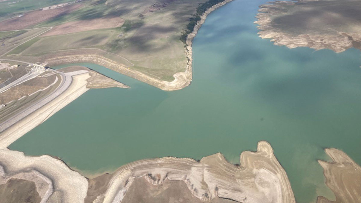 Aerial view of the Oldman Reservoir