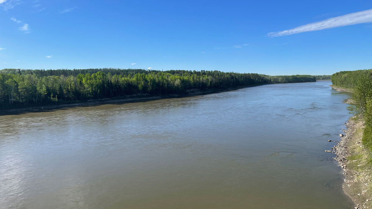 Athabasca River at the Highway 2 bridge