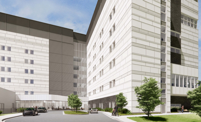 View of New Patient Tower Drop-off and Lobby Entry