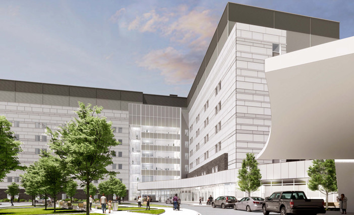 View of Central Alberta Cancer Centre (CACC) New Drop-off from 52nd Avenue