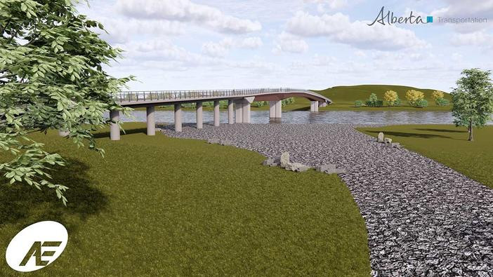 Pedestrian bridge looking northeast.