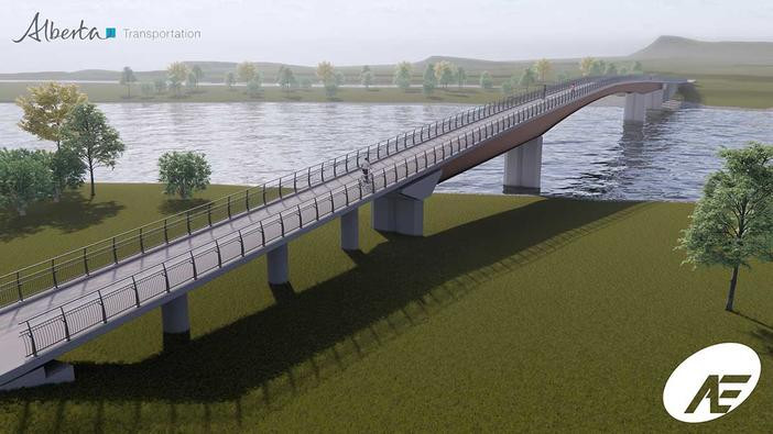 Pedestrian bridge looking southwest.