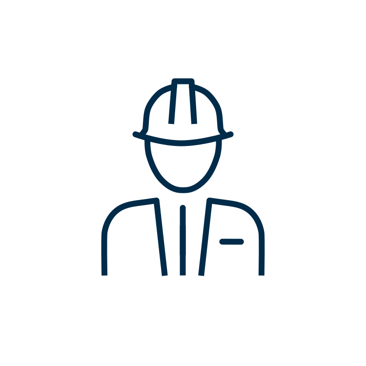 Icon of a person wearing a hard hat and a suit