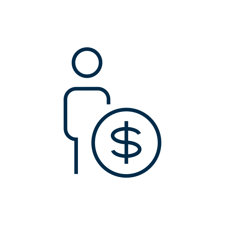 Icon of a person and a coin