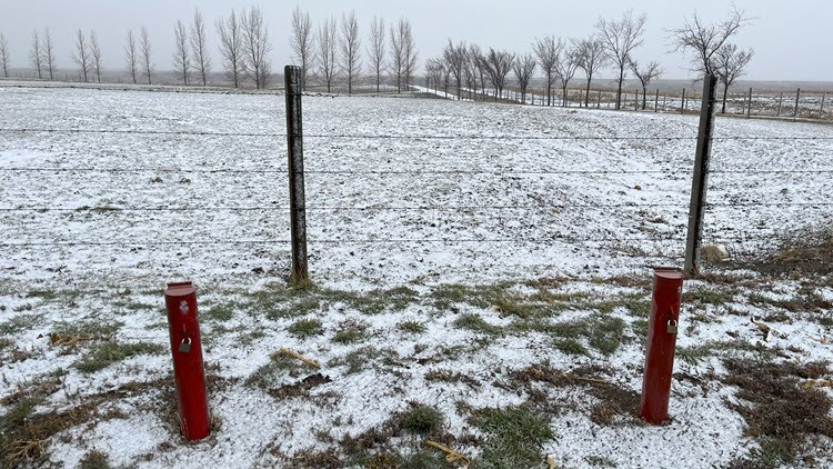 Groundwater monitoring wells in a snowy field