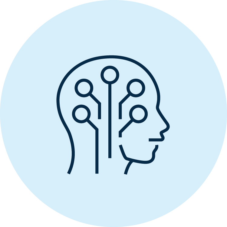 Illustration human head with electrical connections within it.