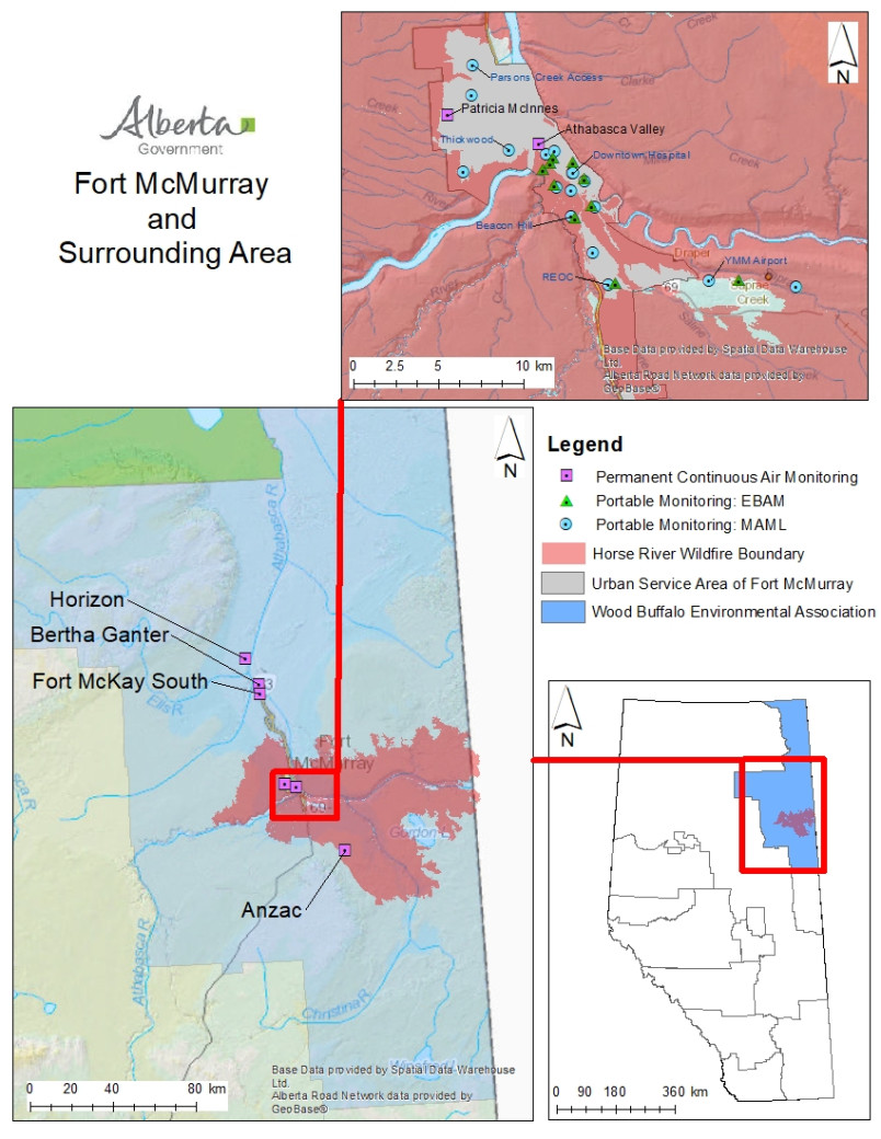 Fort McMurray wildfire smoke map