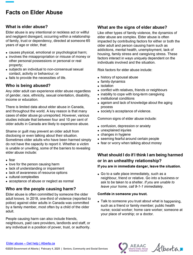 Facts on Elder Abuse fact sheet thumbnail