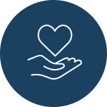 Icon of a hand holding a heart.
