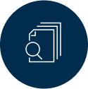 Icon of documents and a magnifying glass.