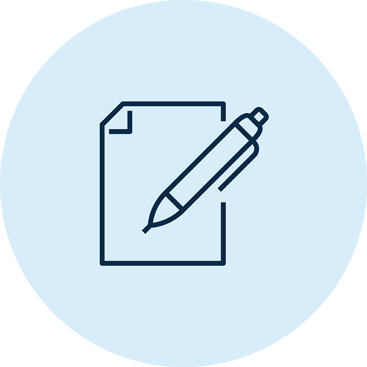 Icon of a pen and paper