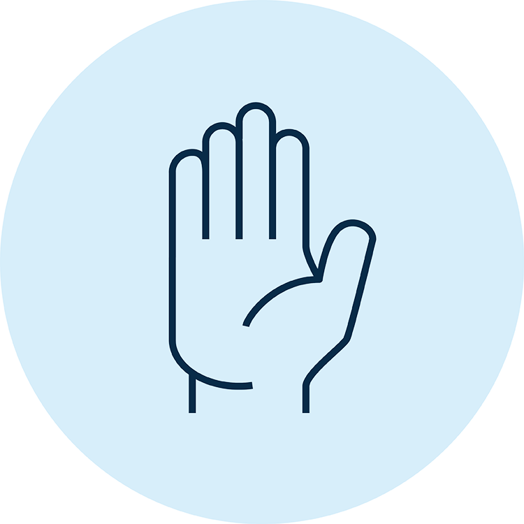 Icon of a raised hand