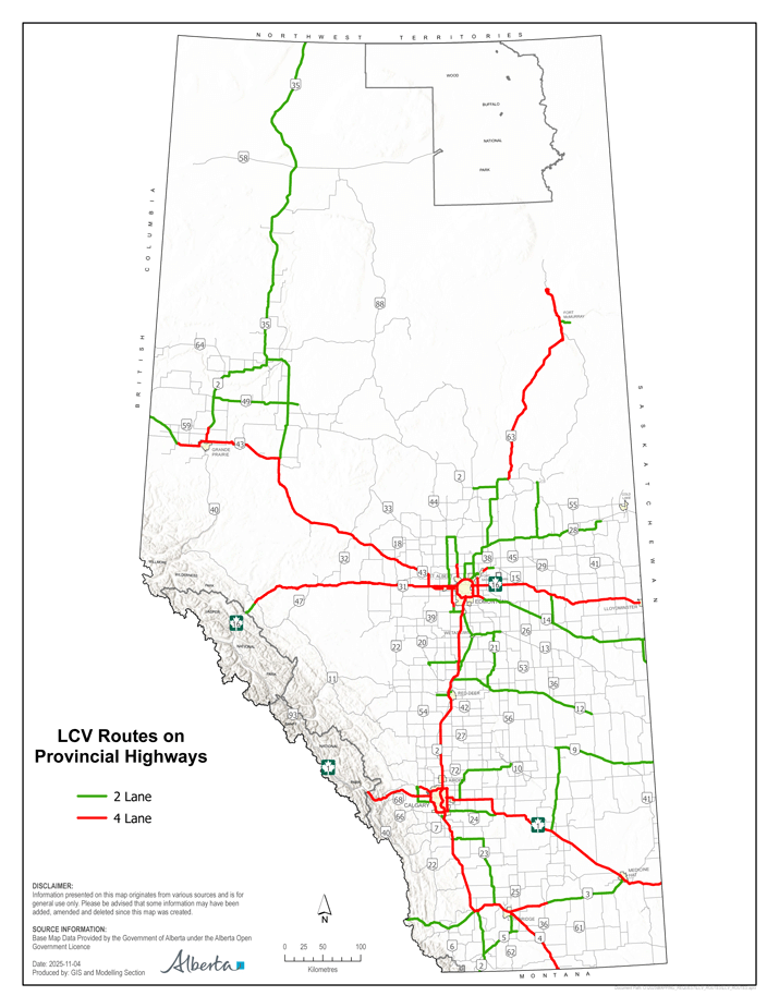Map showing the current LCV routes