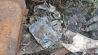 Lead acid battery where the plastic casing has disintegrated