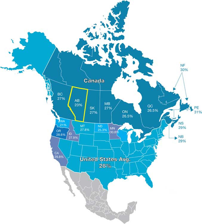 Image of a North American map