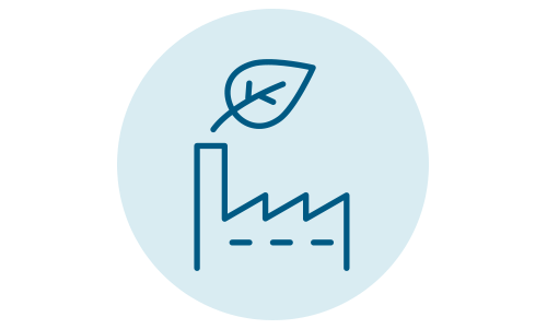 Icon of building and leaf