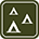 Black and white icon with 3 white triangular shaped tents
