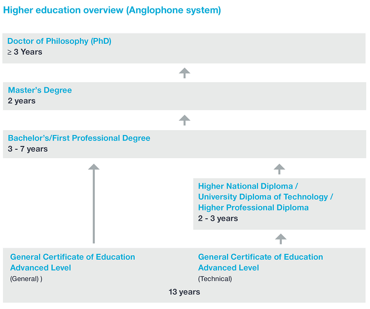Flow chart of Cameroon's higher education system