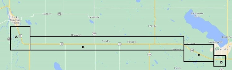 map of Highway 11 twinning projects