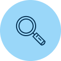 Illustration of a magnifying glass over a light blue background