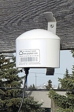 Photo of a PurpleAir-II fine particulate matter sensor.