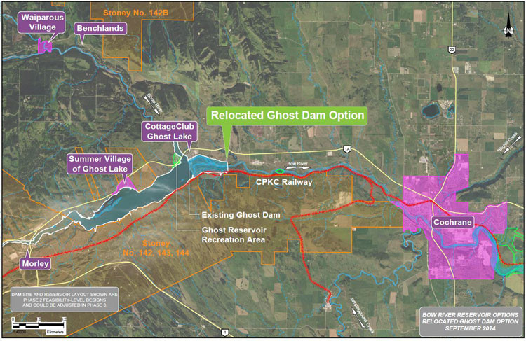 Bow River Reservoir Options Relocated Ghost Dam option location map