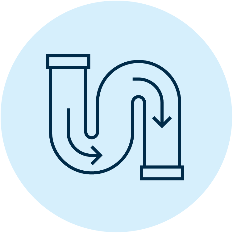 Icon depicting the direction of flow in a water pipe