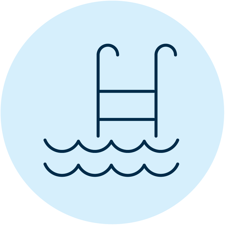 Icon of a swimming pool ladder descending into the water.