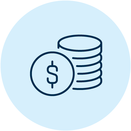 A stack of coins with a money symbol