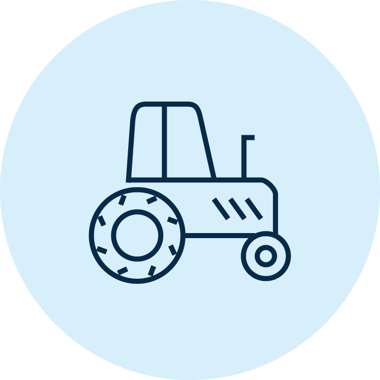 Icon outline of a side view of a tractor 