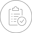 Icon of a clipboard with a checkmark beside it.