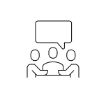 Icon of three people talking to each other.