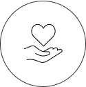 Icon of an open hand with a heart.
