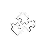 Icon of puzzle pieces.
