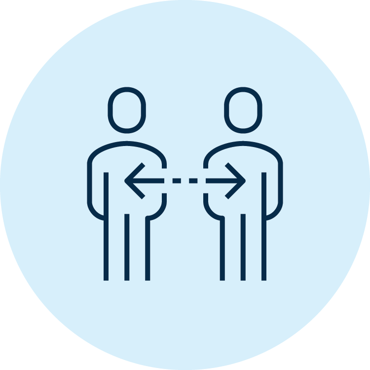 AMR Framework icon of two people with 2-sided arrow pointing at both.
