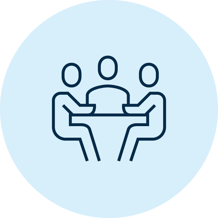 AMR Framework icon of 3 people at a table