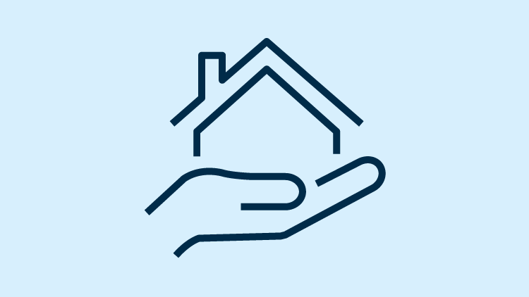 image icon of a hand holding a house