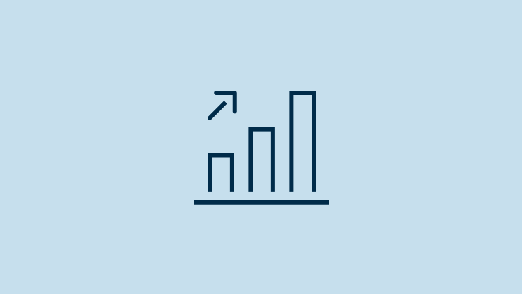 Icon of bar chart with arrow pointing up