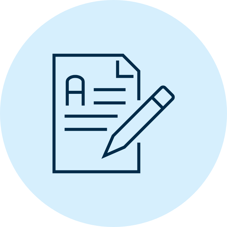 Icon of a pencil and paper