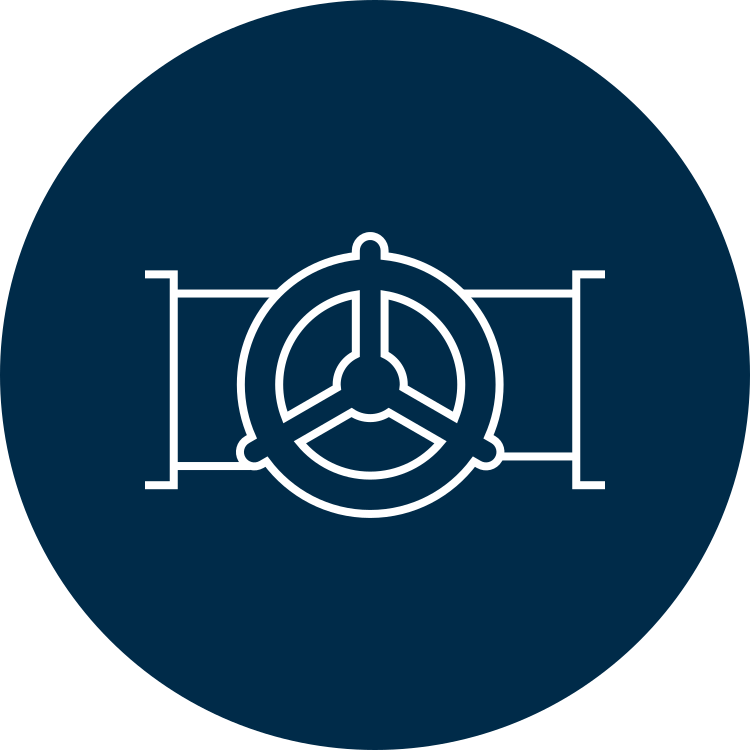 Icon of a pipeline with a valve