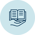 Icon of book with hand holding it