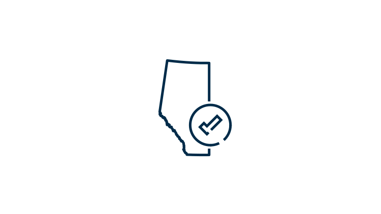 Icon of Alberta with a checkmark icon on top of it