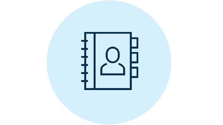 icon of a book or binder with a human torso figure.