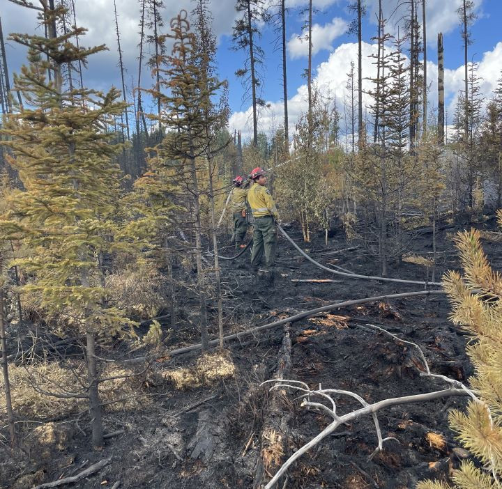 Firefighters extinguishing hot spots on WWF041. 