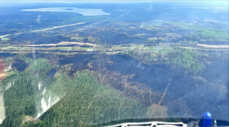 Aerial view of the Caribou Lake Wildfire