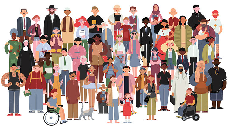 Illustration full of different types of people