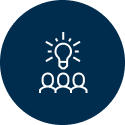 Group of people and bulb above them representing new ideas.