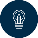Icon of a light bulb with a pencil inside.